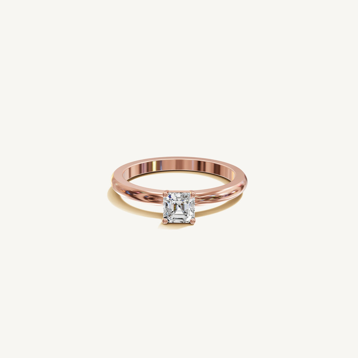 Solitaire 4-Prong Ring with 0.5ct Asscher Diamond 
