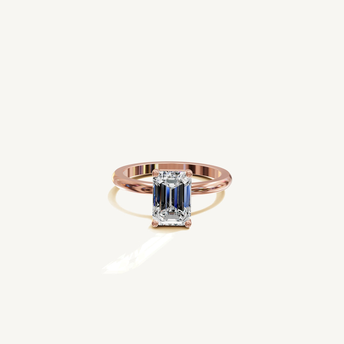Solitaire 4-Prong Ring with 2ct Emerald Diamond 