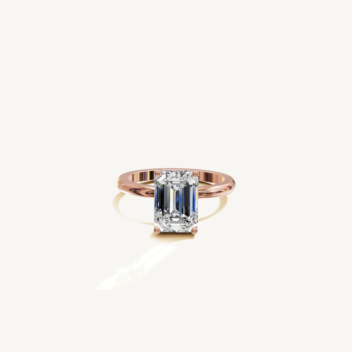 Solitaire 4-Prong Ring with 3ct Emerald Diamond 