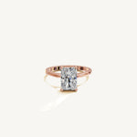 Solitaire Cathedral Ring with 3ct Radiant Diamond 