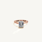 Solitaire Cathedral Ring with 2ct Emerald Diamond 