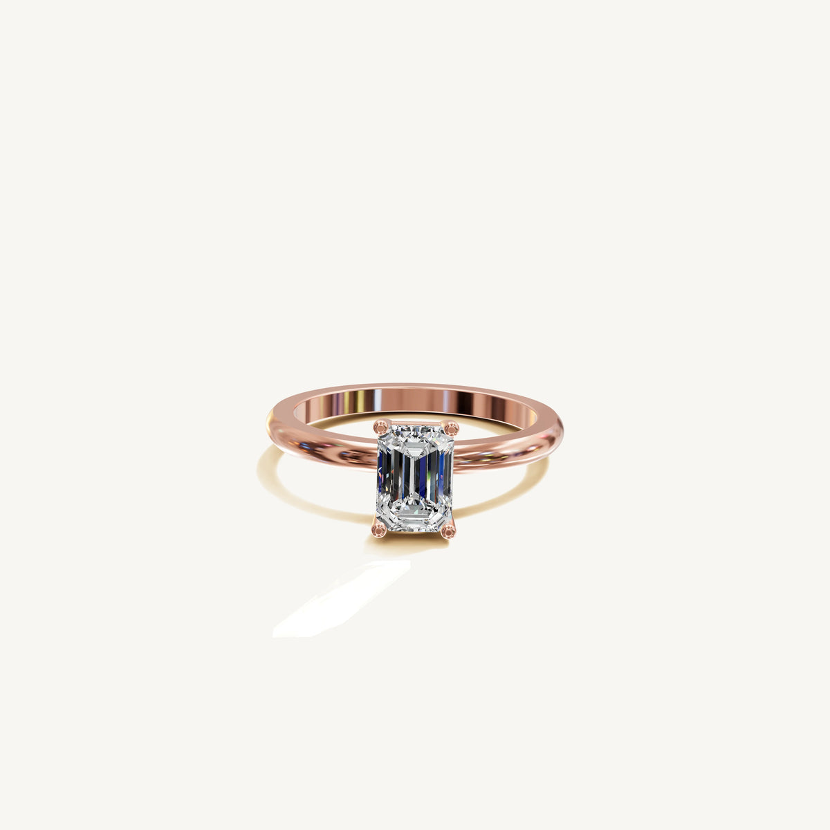 Solitaire 4-Prong Ring with 1ct Emerald Diamond 