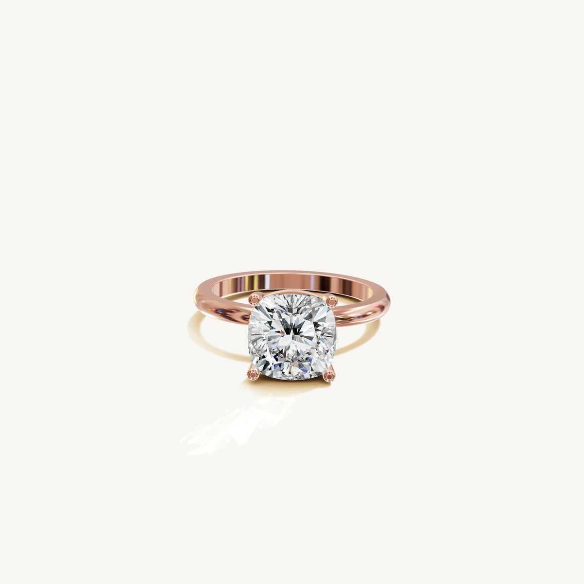 Solitaire 4-Prong Ring with 3ct Cushion Diamond 