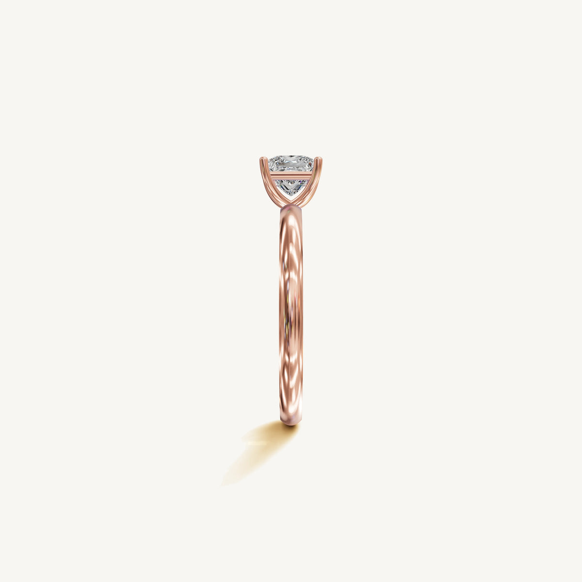Solitaire 4-Prong Ring with 0.75ct Asscher Diamond 