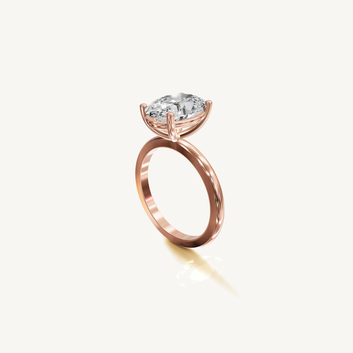 Solitaire 4-Prong Ring with 3ct Oval Diamond 