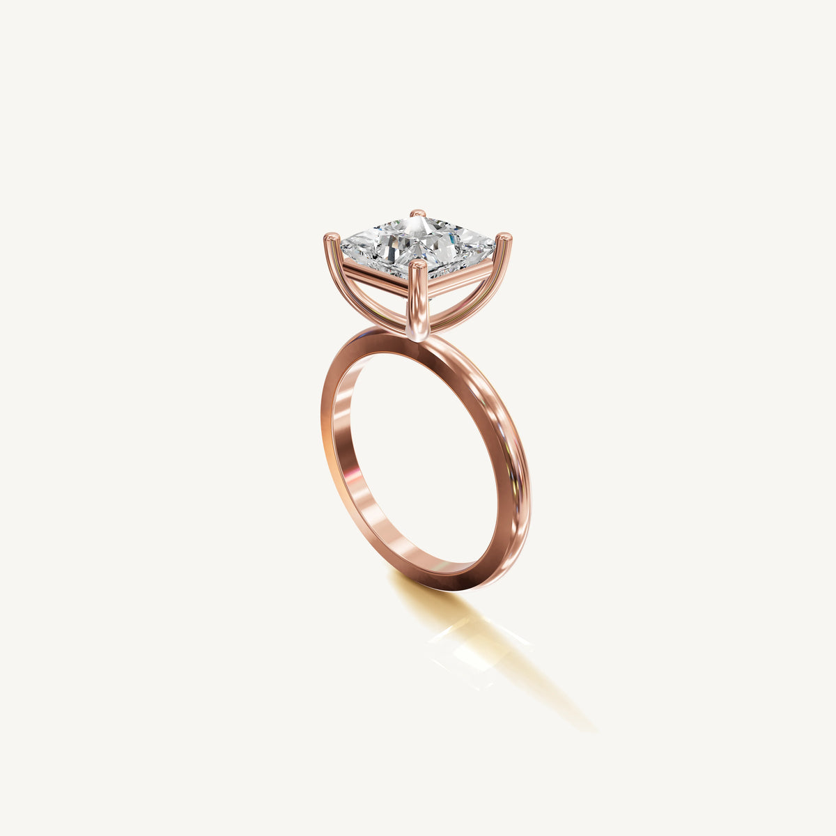 Solitaire 4-Prong Ring with 3ct Princess Diamond 