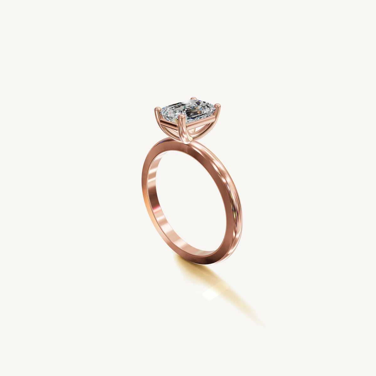 Solitaire 4-Prong Ring with 1.5ct Emerald Diamond 