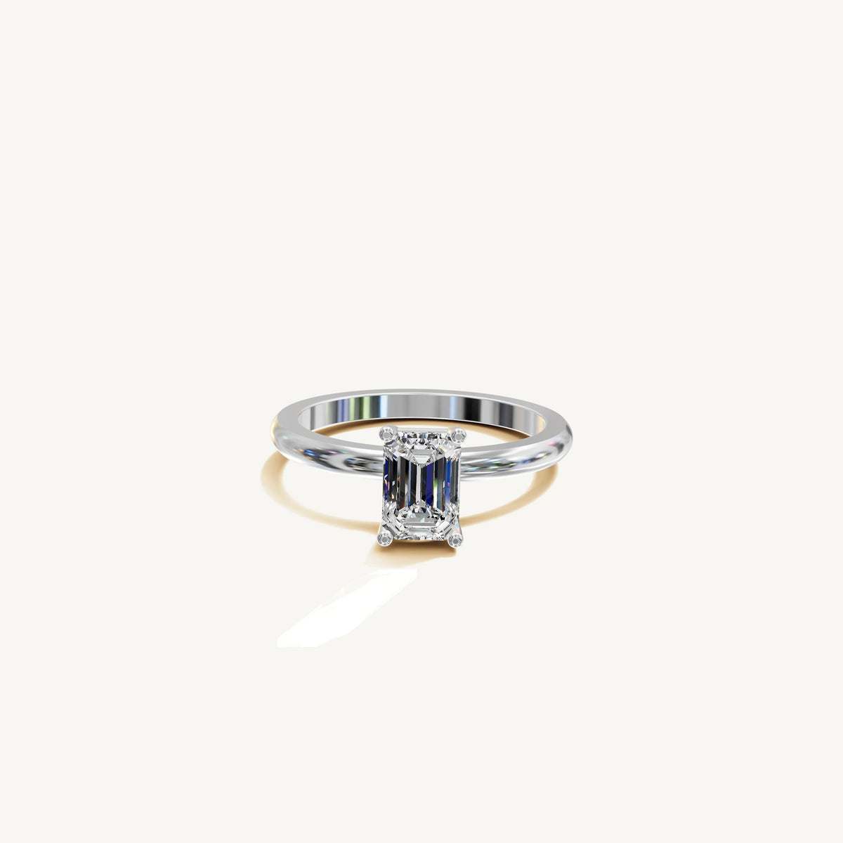 Solitaire 4-Prong Ring with 1ct Emerald Diamond 