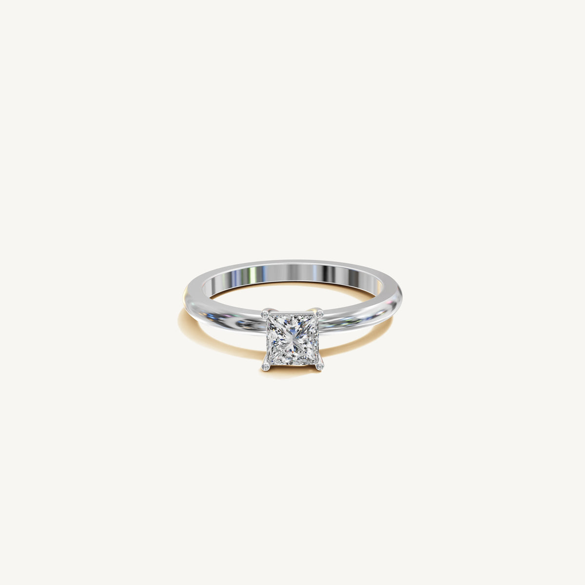 Solitaire 4-Prong Ring with 0.5ct Princess Diamond 
