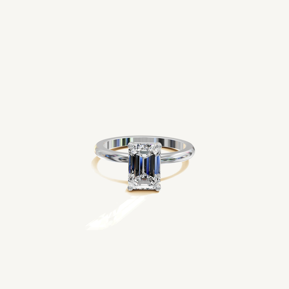 Solitaire 4-Prong Ring with 2ct Emerald Diamond 