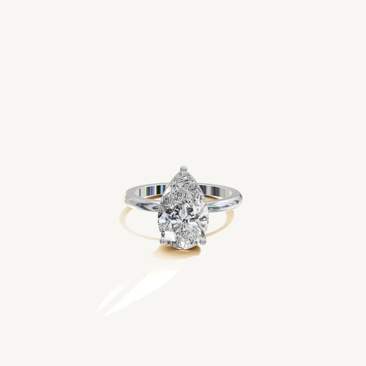 Solitaire 4-Prong Ring with 3ct Pear Diamond 
