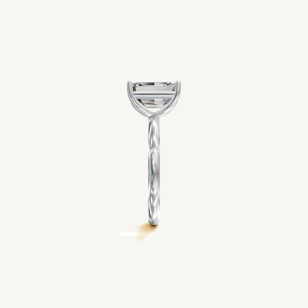 Solitaire 4-Prong Ring with 3ct Emerald Diamond 