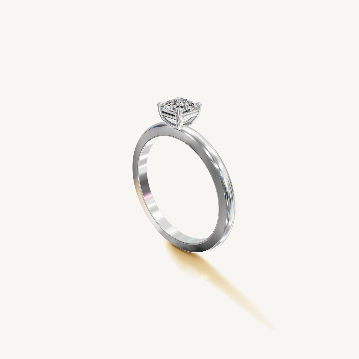 Solitaire 4-Prong Ring with 0.5ct Asscher Diamond 