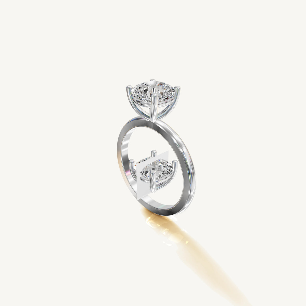 Solitaire 4-Prong Ring with 2ct Cushion Diamond 