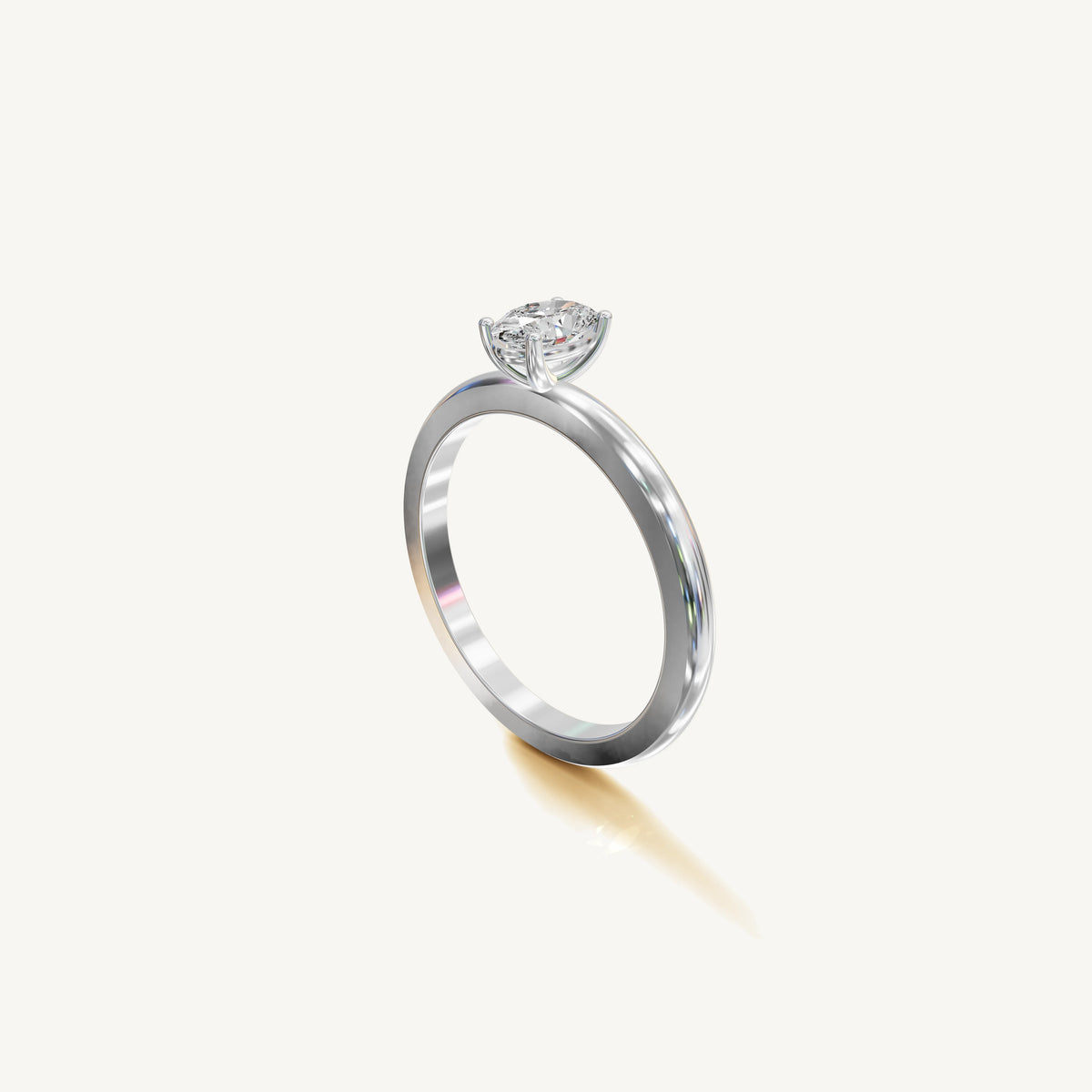 Solitaire 4-Prong Ring with 0.5ct Oval Diamond 
