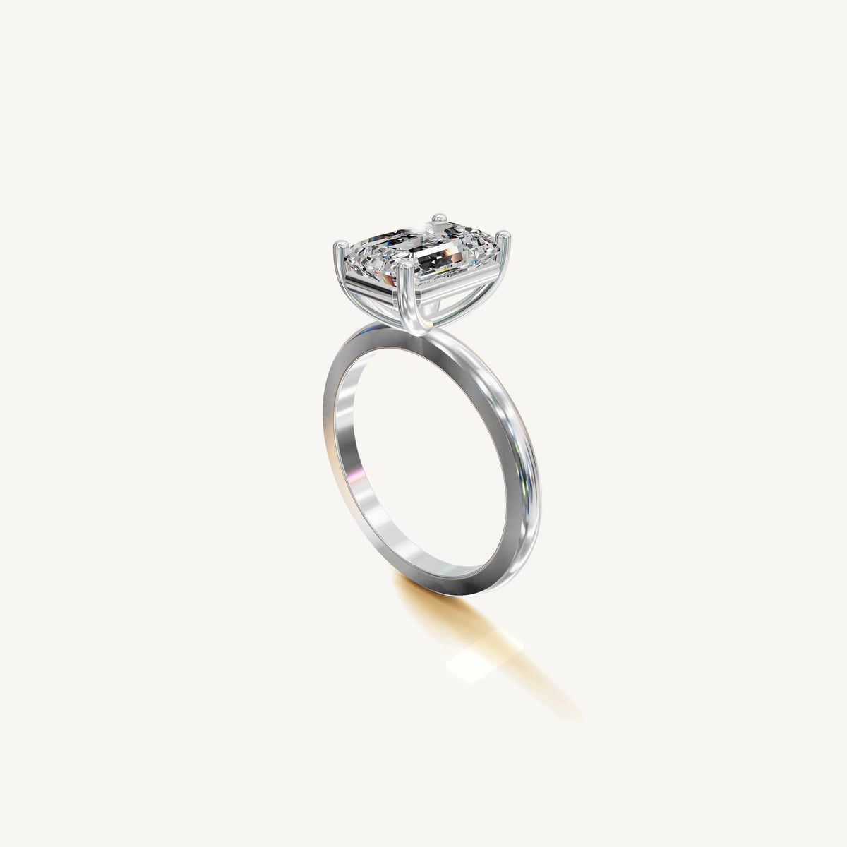 Solitaire 4-Prong Ring with 3ct Emerald Diamond 
