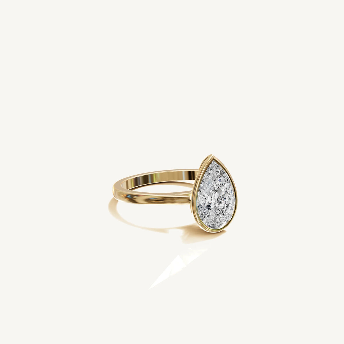 Solitaire Bezel Ring with 3ct Pear Diamond 