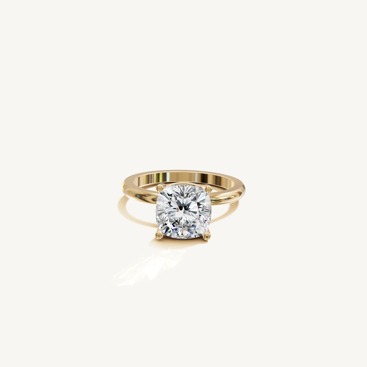 Solitaire 4-Prong Ring with 3ct Cushion Diamond 