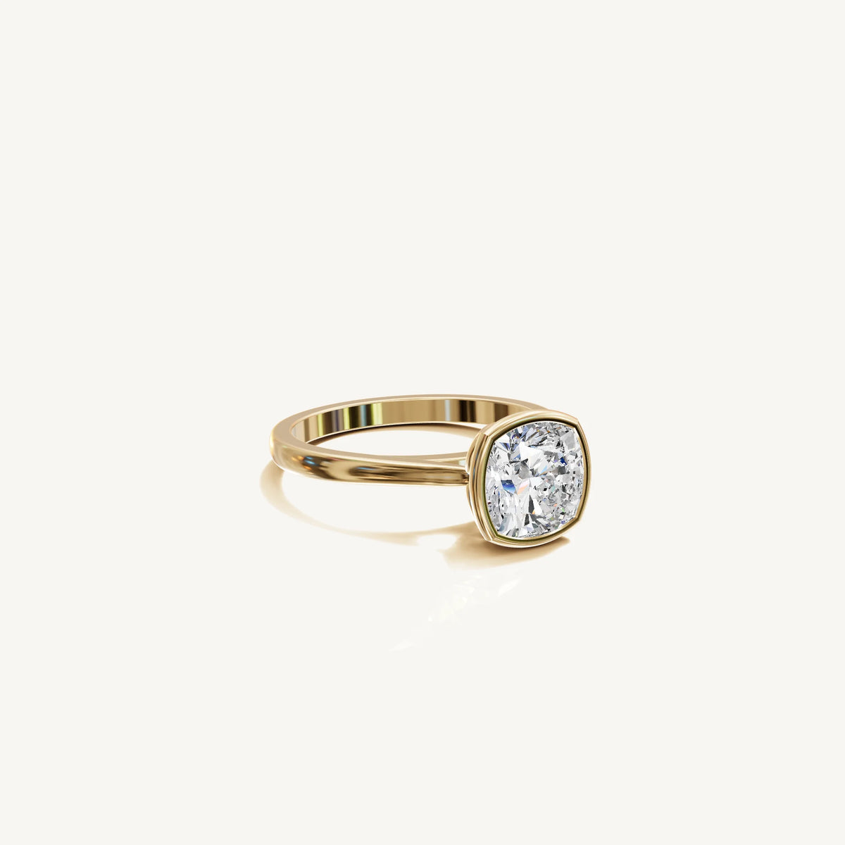 Solitaire Bezel Ring with 0.75ct Cushion Diamond 