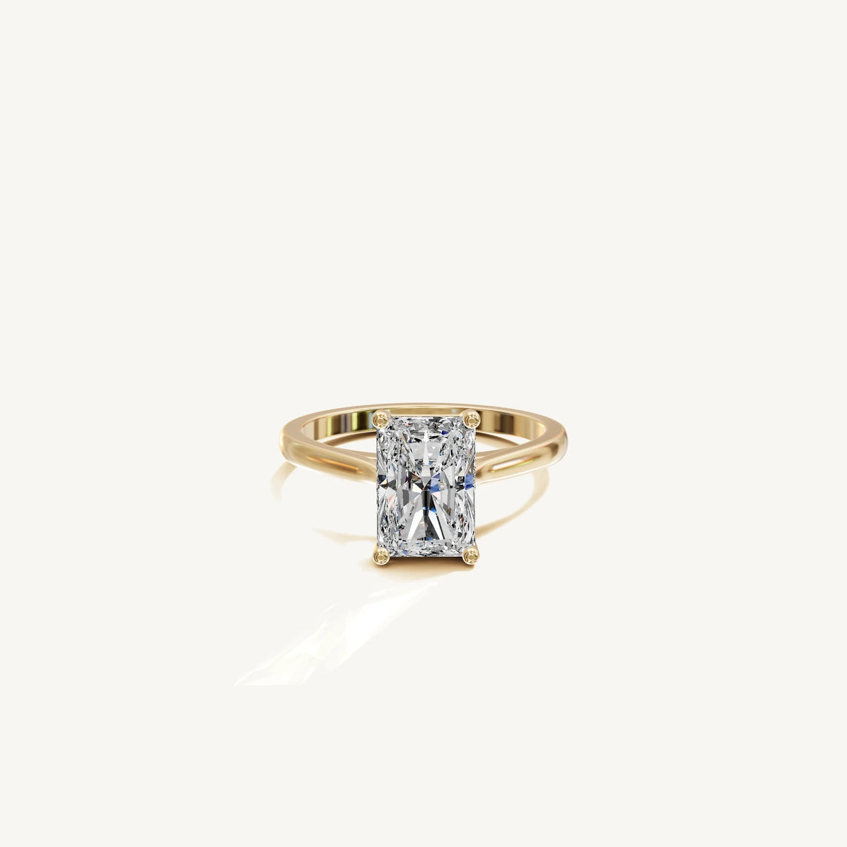Solitaire Cathedral Ring with 3ct Radiant Diamond 