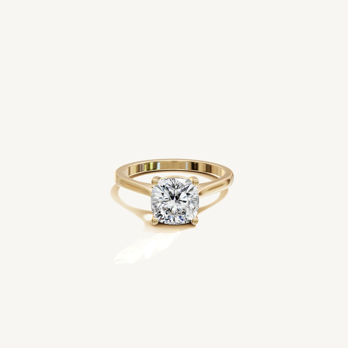 Solitaire Cathedral Ring with 2ct Cushion Diamond 
