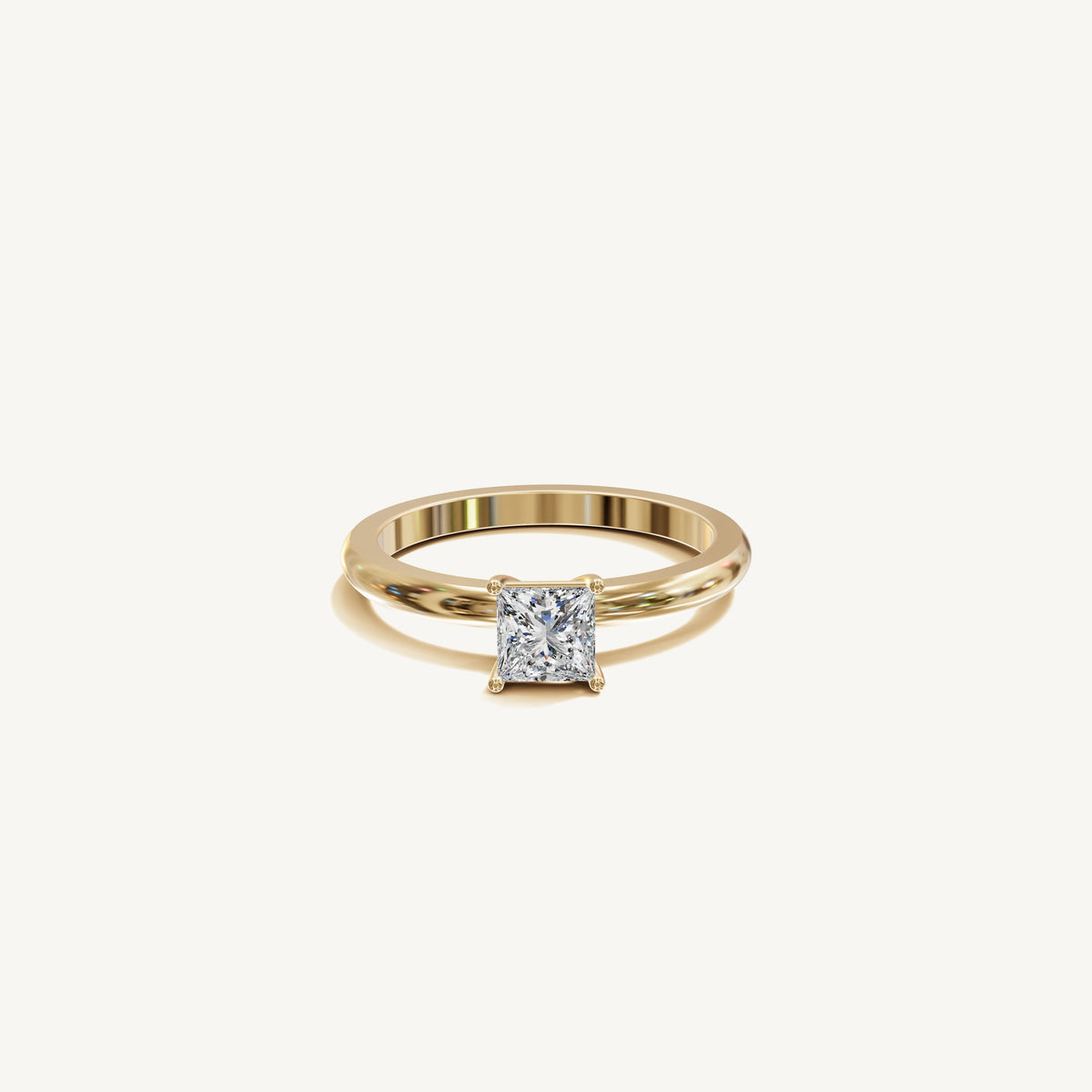 Solitaire 4-Prong Ring with 0.5ct Princess Diamond 