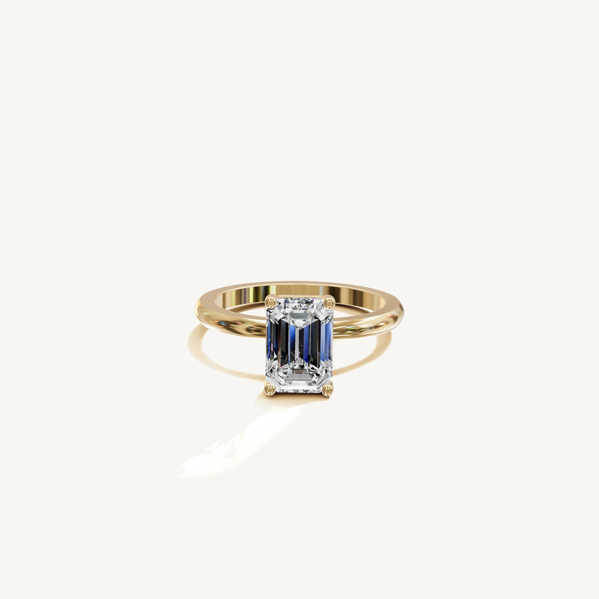 Solitaire 4-Prong Ring with 2ct Emerald Diamond 