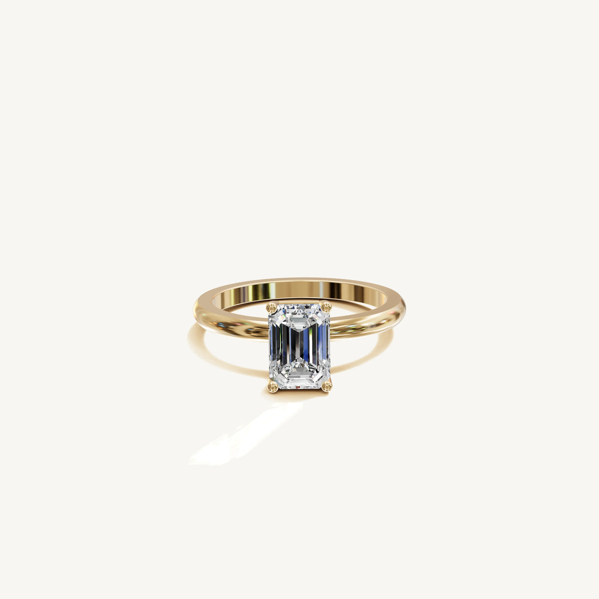Solitaire 4-Prong Ring with 1.5ct Emerald Diamond 
