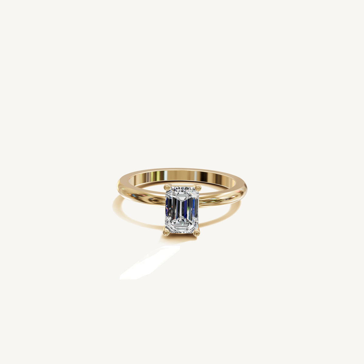 Solitaire 4-Prong Ring with 1ct Emerald Diamond 