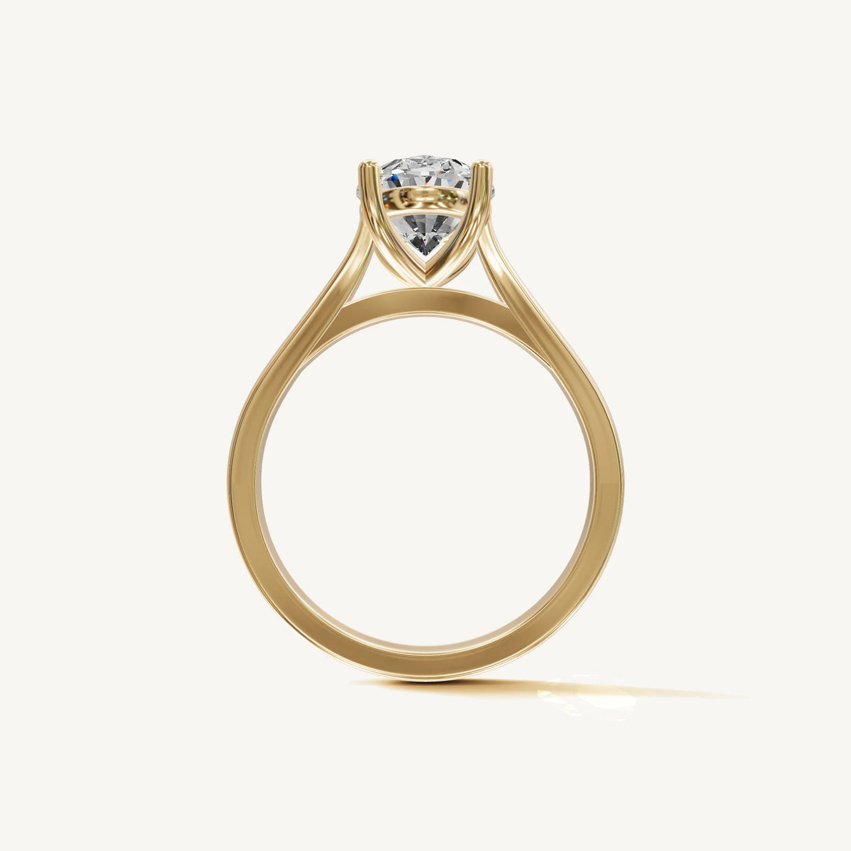 Solitaire Cathedral Ring with 0.75ct Oval Diamond 