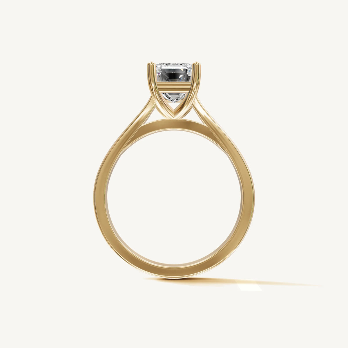Solitaire Cathedral Ring with 2ct Emerald Diamond 