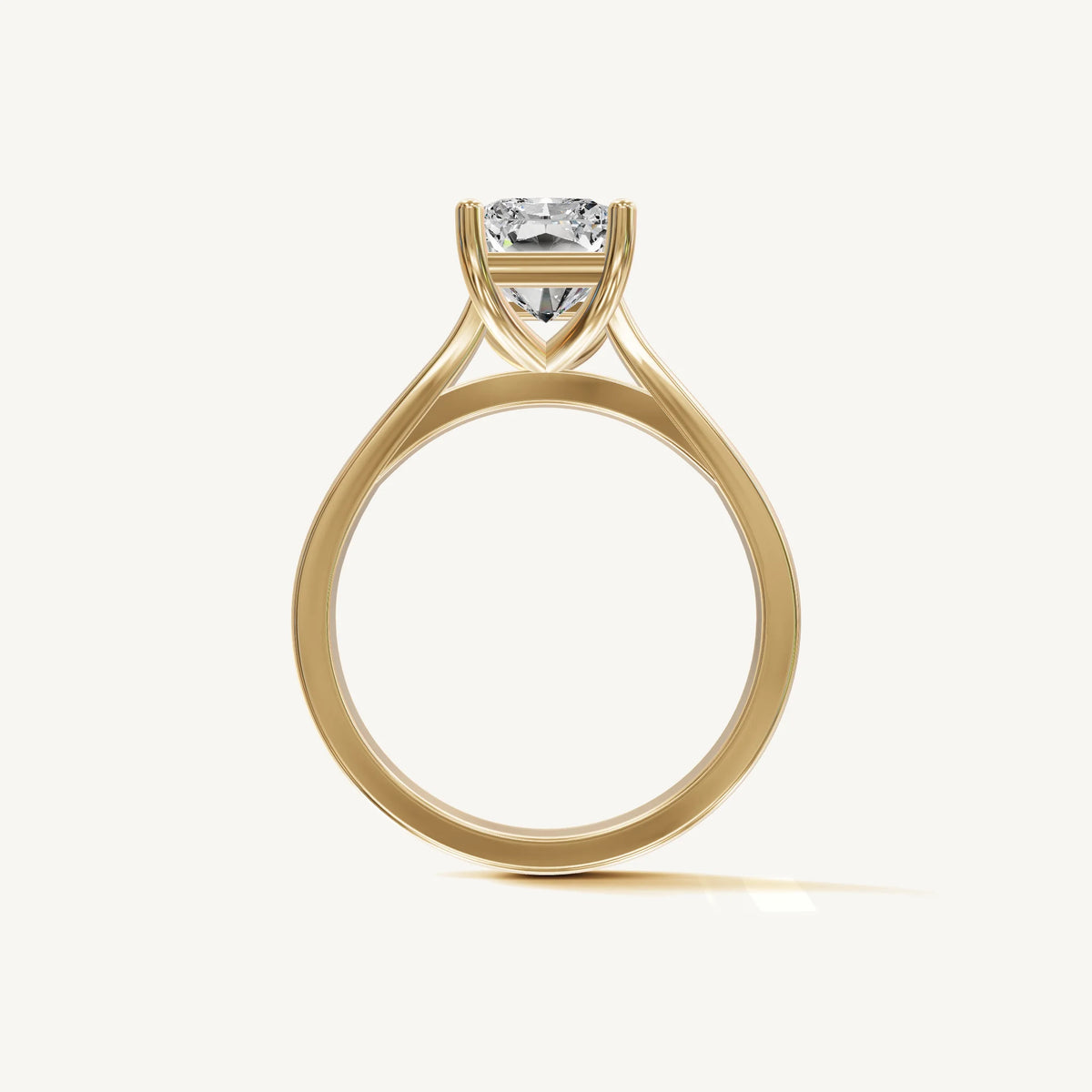 Solitaire Cathedral Ring with 3ct Radiant Diamond 