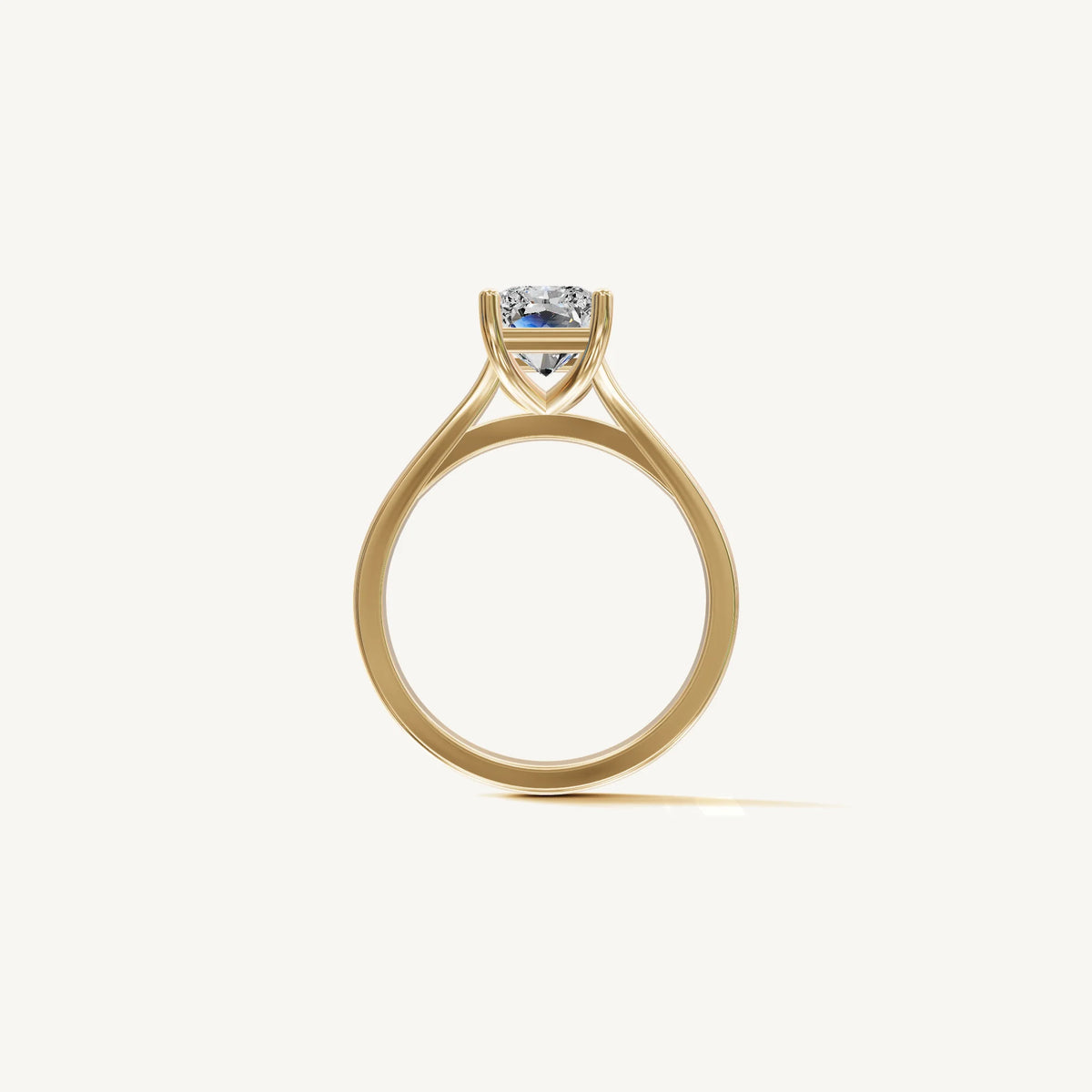 Solitaire Cathedral Ring with 3ct Radiant Diamond 