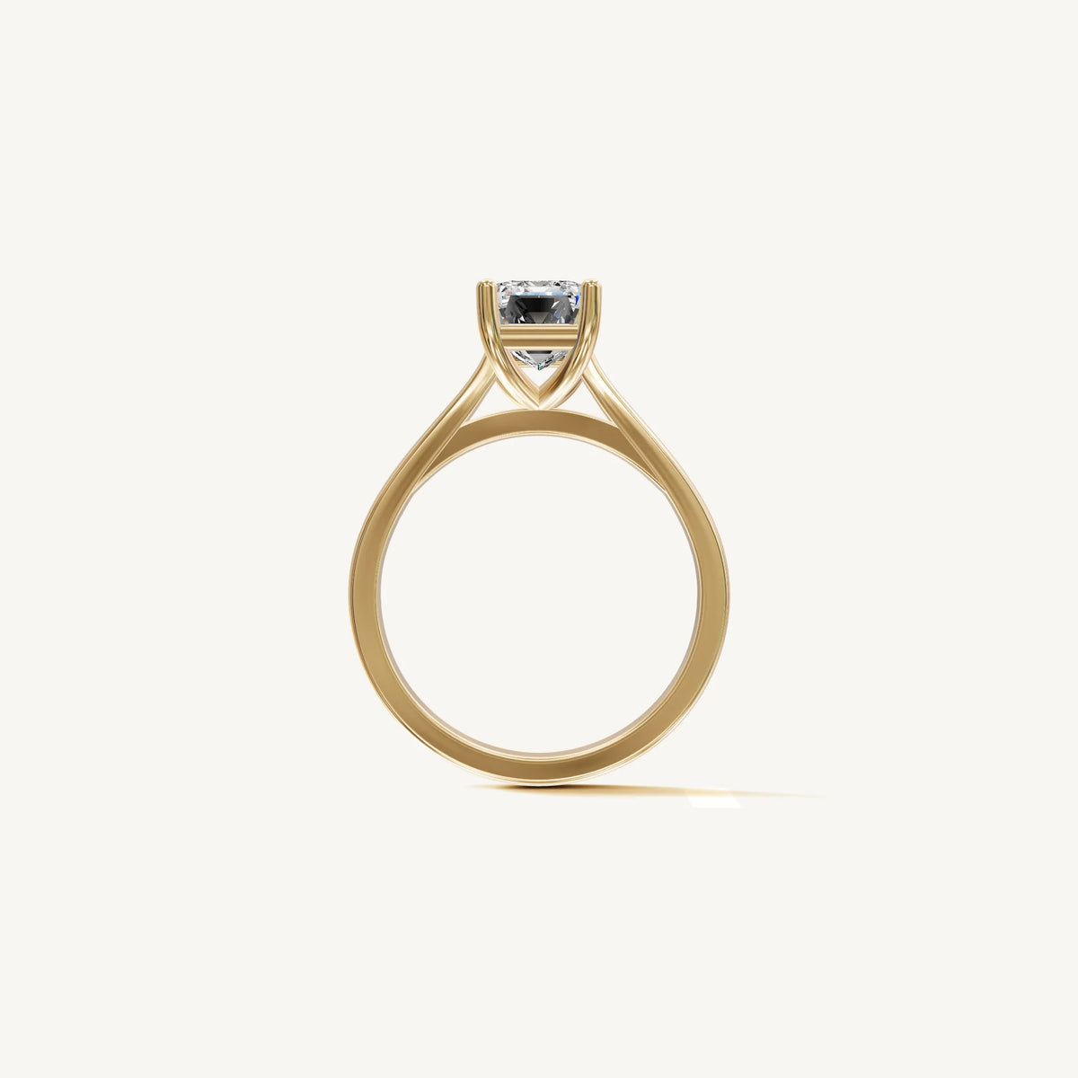 Solitaire Cathedral Ring with 2ct Emerald Diamond 