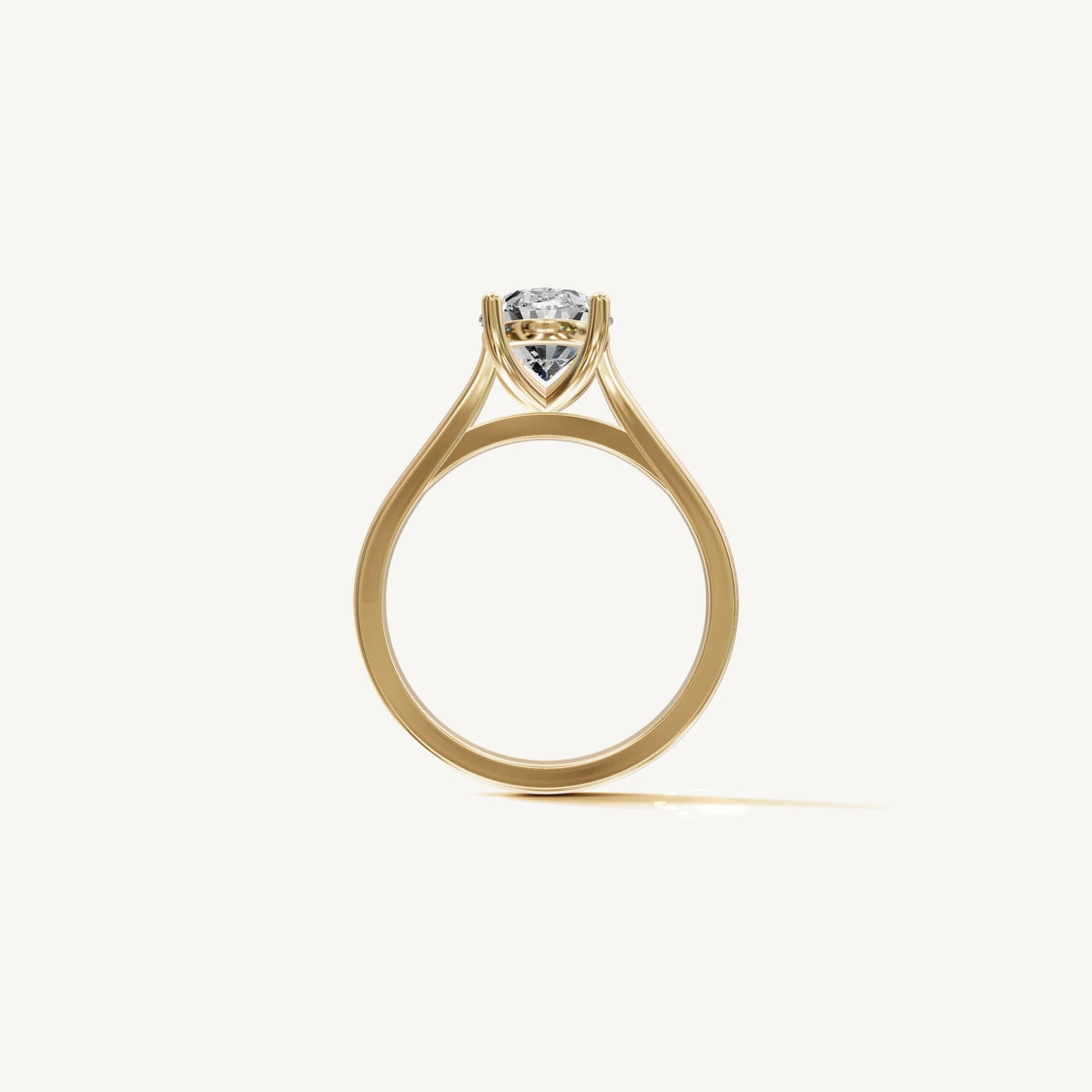 Solitaire Cathedral Ring with 0.75ct Oval Diamond 