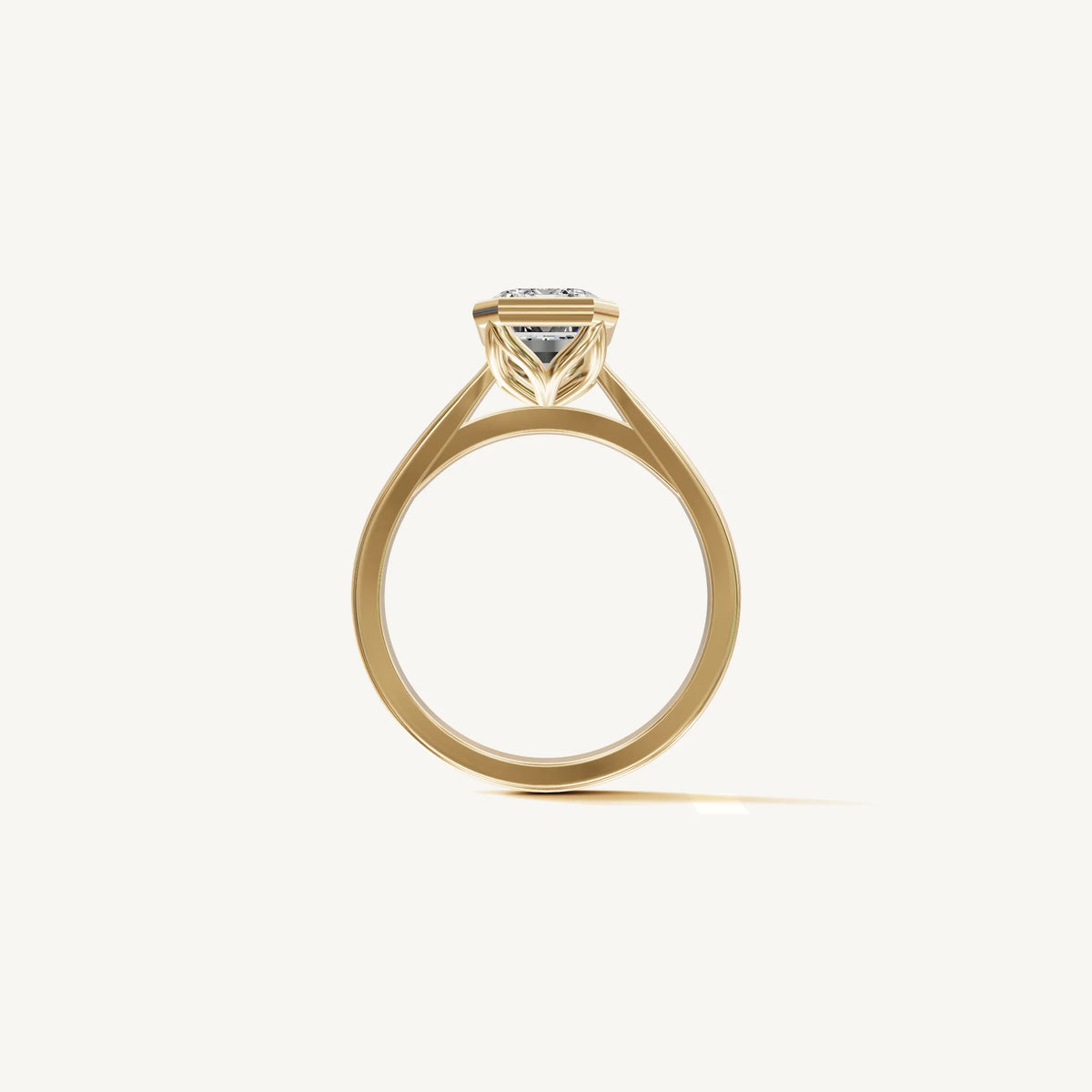 Solitaire Bezel Ring with 2ct Emerald Diamond 