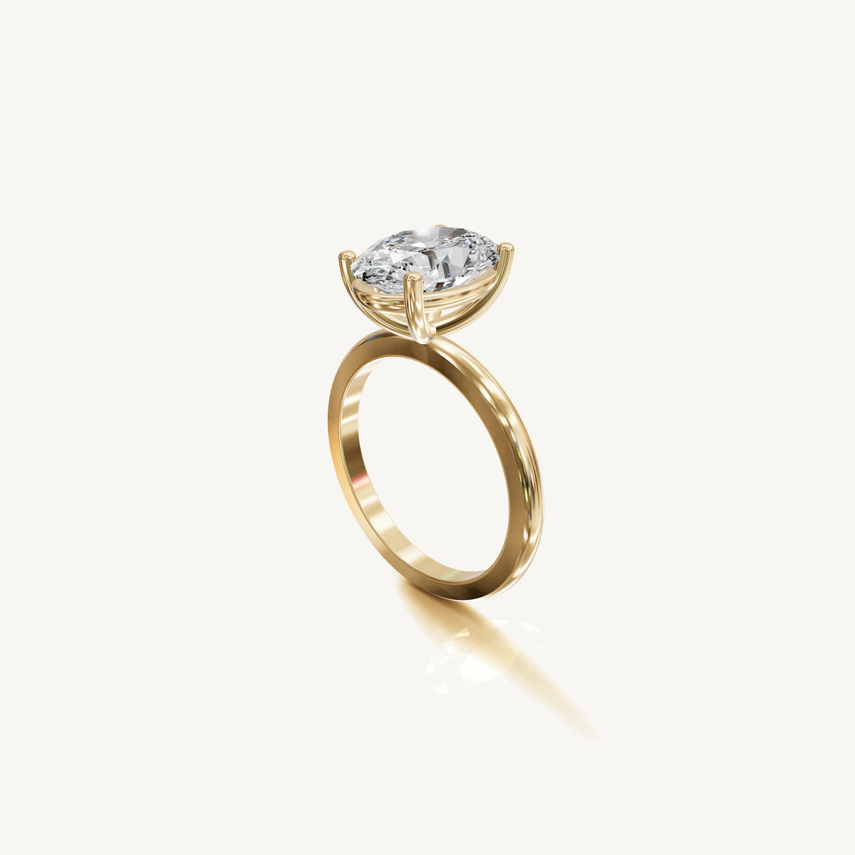 Solitaire 4-Prong Ring with 3ct Oval Diamond 