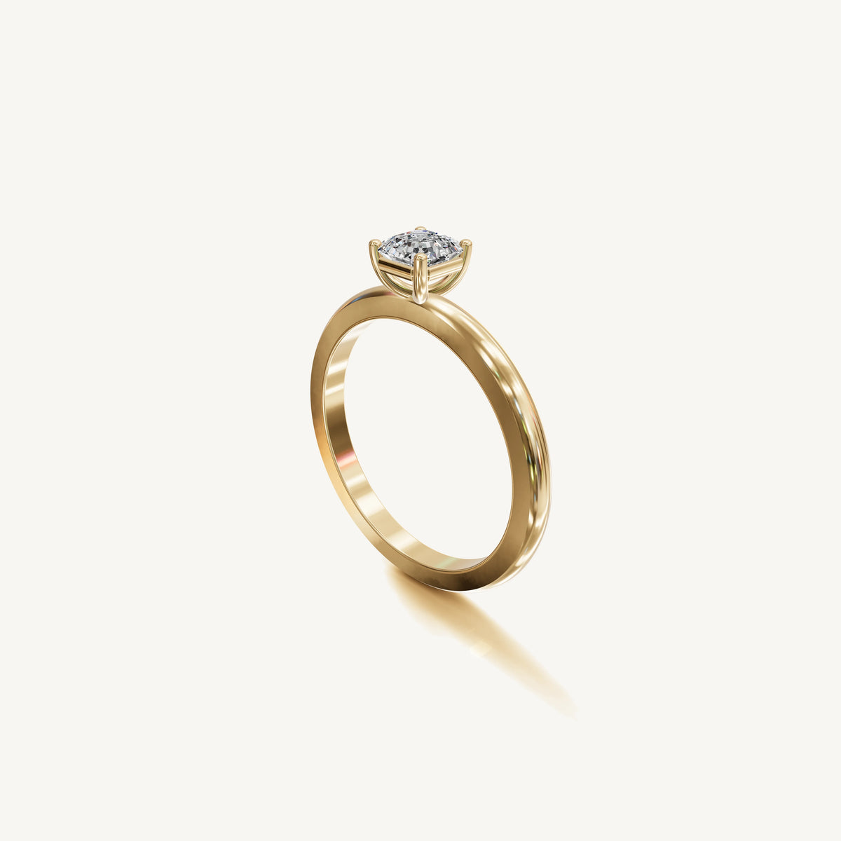 Solitaire 4-Prong Ring with 0.5ct Asscher Diamond 
