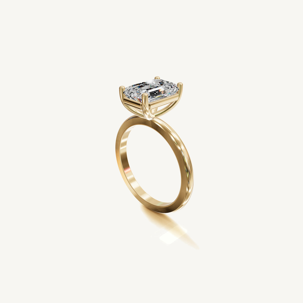 Solitaire 4-Prong Ring with 3ct Emerald Diamond 