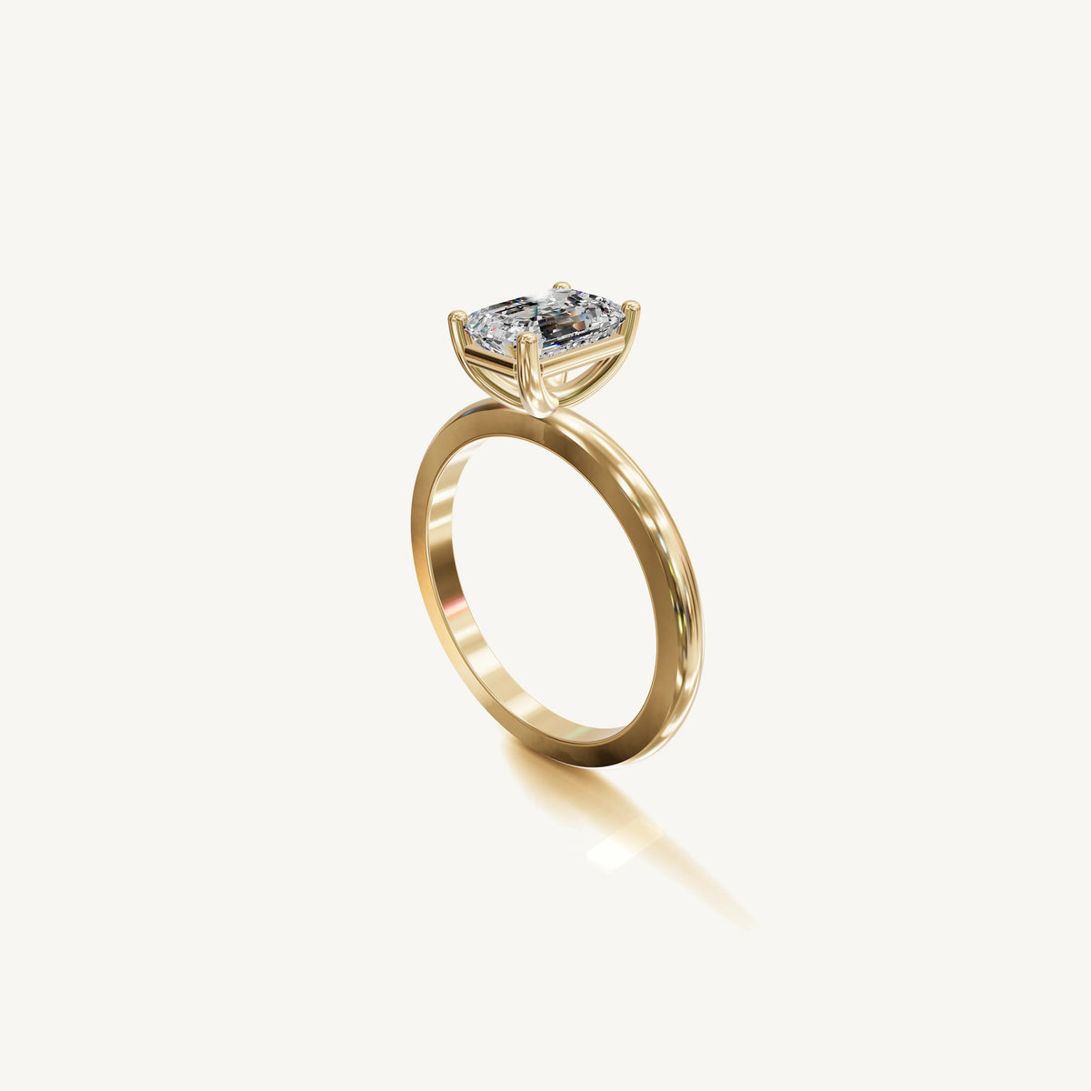 Solitaire 4-Prong Ring with 1.5ct Emerald Diamond 