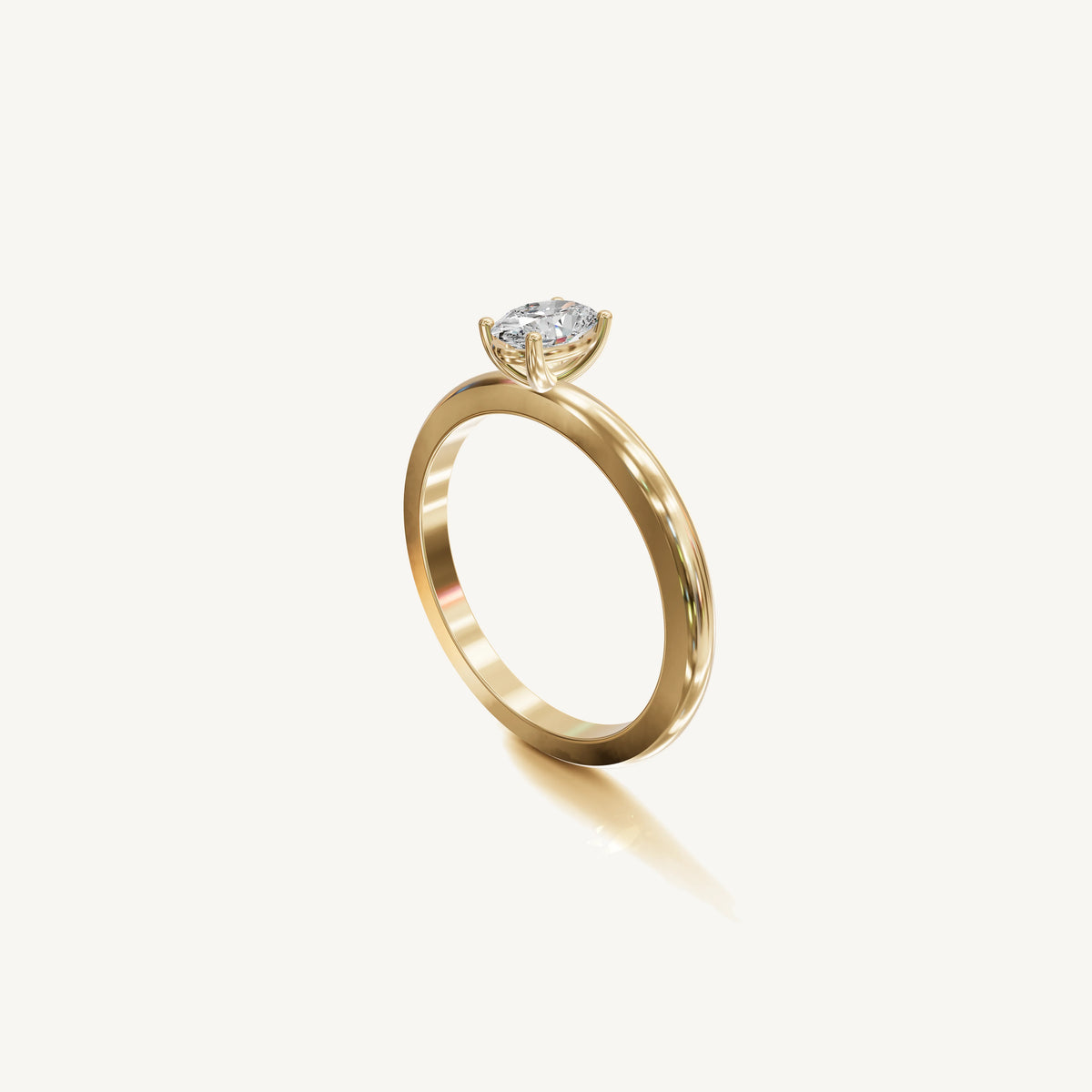 Solitaire 4-Prong Ring with 0.5ct Oval Diamond 