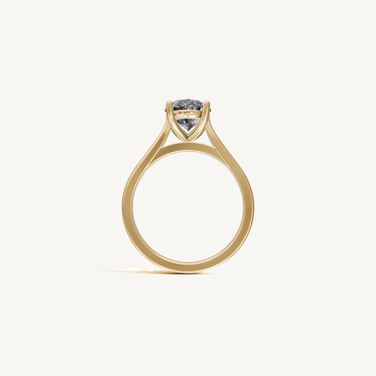 Solitaire Cathedral Ring with 0.75ct Oval Diamond 