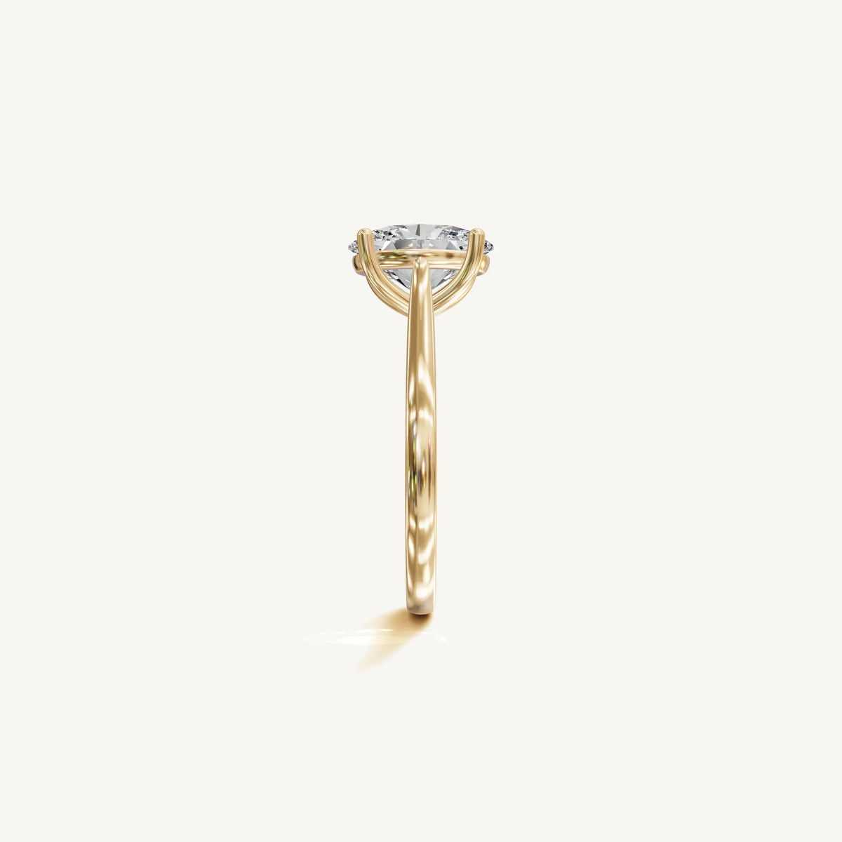 Solitaire Cathedral Ring with 0.75ct Oval Diamond 