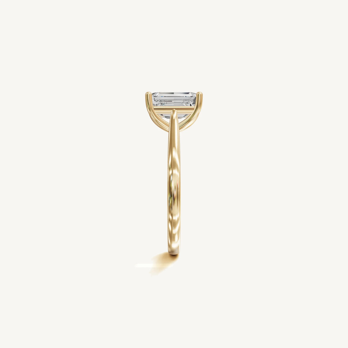Solitaire Cathedral Ring with 2ct Emerald Diamond 