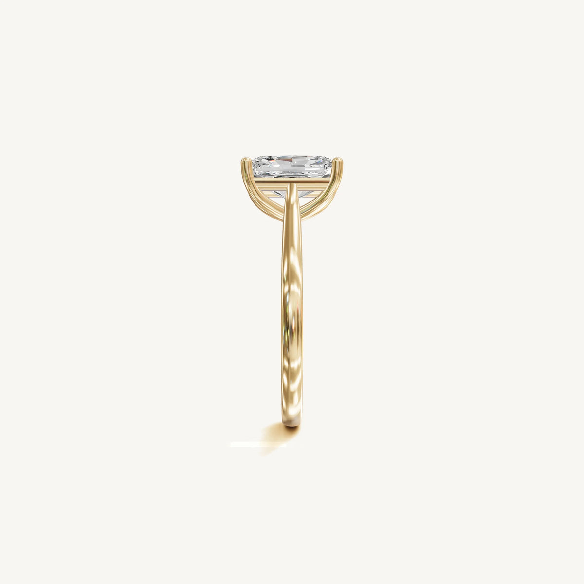 Solitaire Cathedral Ring with 3ct Radiant Diamond 