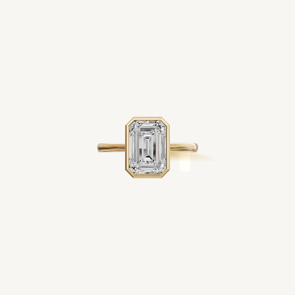 Solitaire Bezel Ring with 2ct Emerald Diamond 