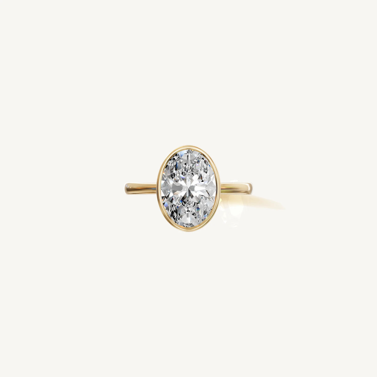 Solitaire Bezel Ring with 2ct Oval Diamond 