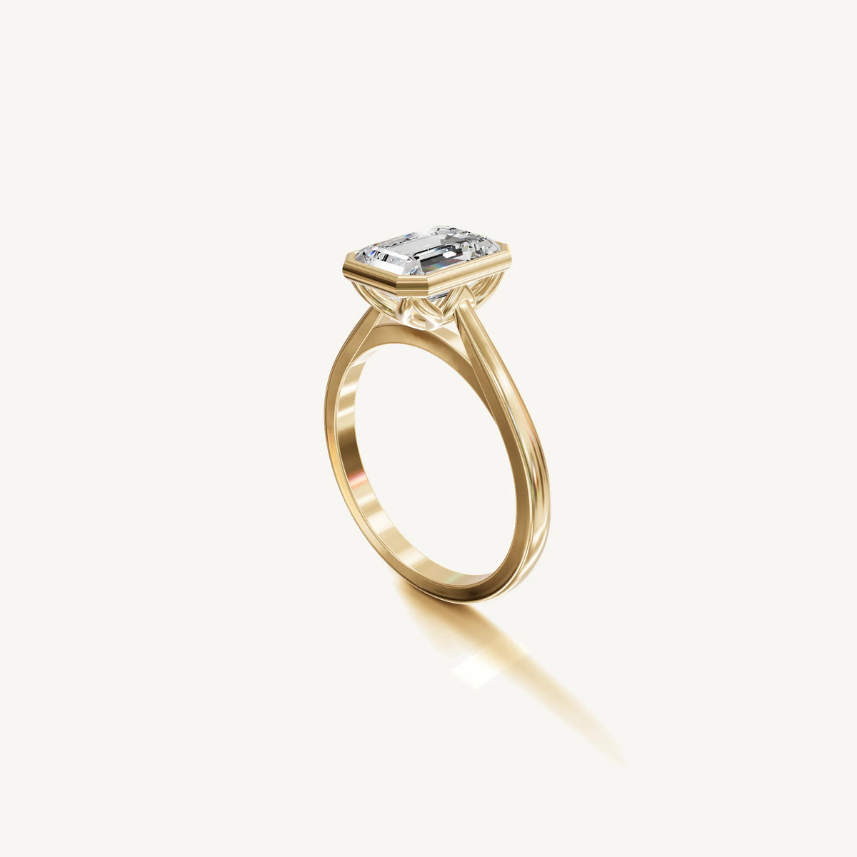 Solitaire Bezel Ring with 2ct Emerald Diamond 