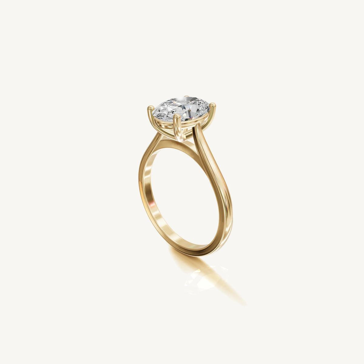 Solitaire Cathedral Ring with 0.75ct Oval Diamond 