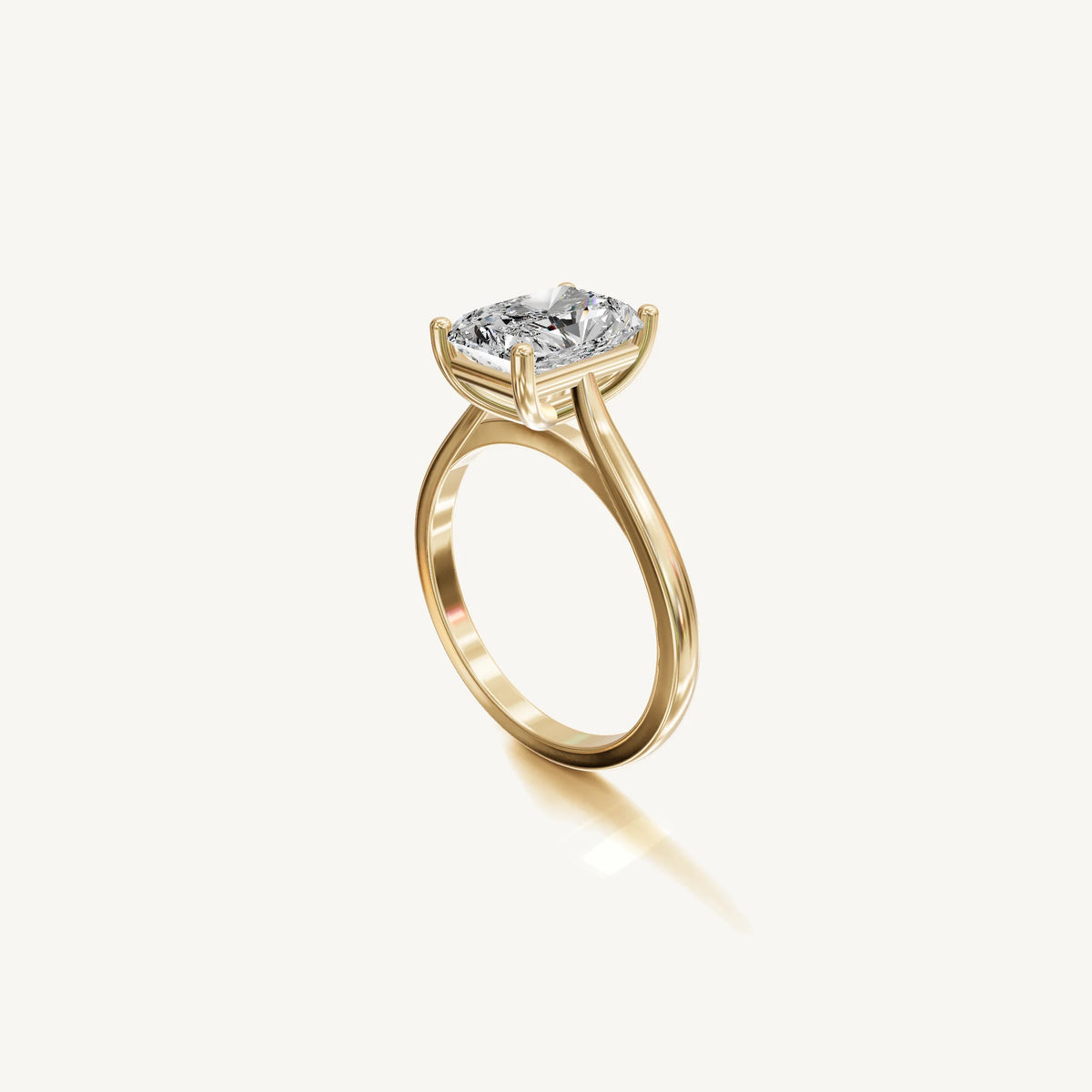 Solitaire Cathedral Ring with 3ct Radiant Diamond 